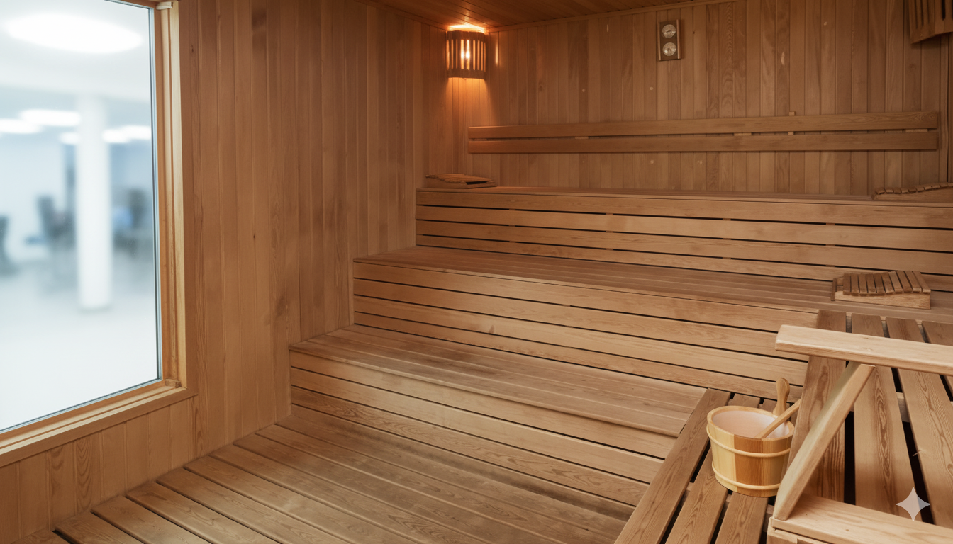 BE Health Universe Sauna ve dinlenme alanı